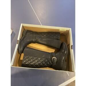So Youth Girl's Hip Hop Zip Up Knee High Quilted Fashion Boots Black Size:13 91N